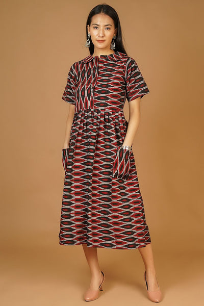 Ikat Midi Black Dress