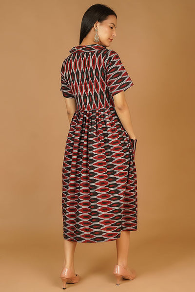 Ikat Midi Black Dress