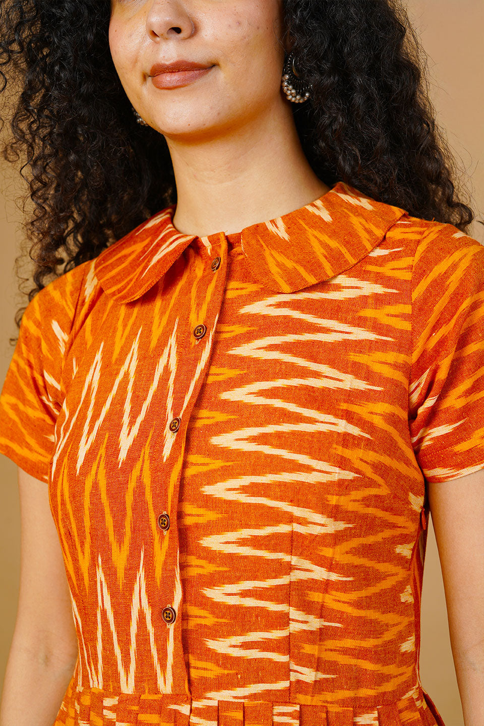 Orange Ikat Midi Dress