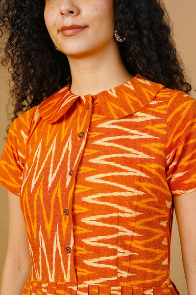 Orange Ikat Midi Dress