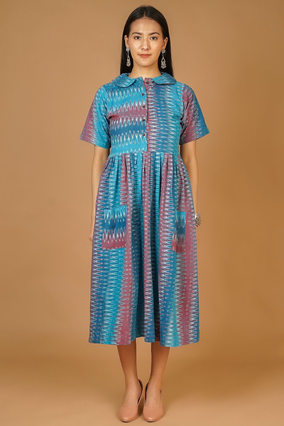 IKAT Midi Blue Dress