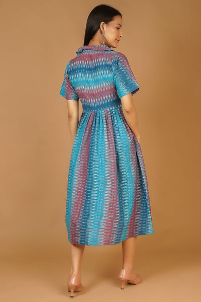 IKAT Midi Blue Dress