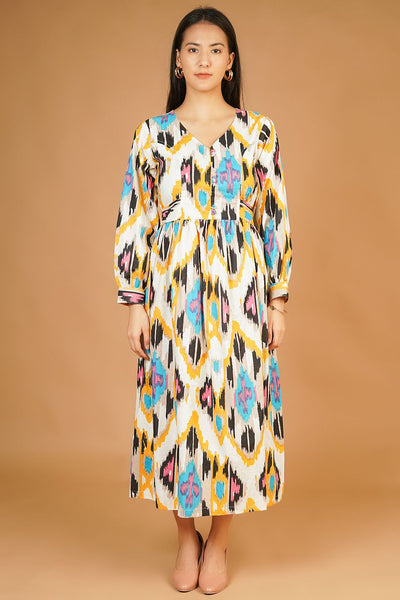 Screen Print Maxi Multicolor Dress