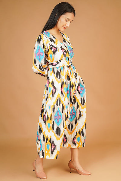 Screen Print Maxi Multicolor Dress