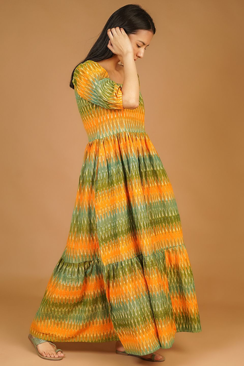 IKAT Maxi Green Dress