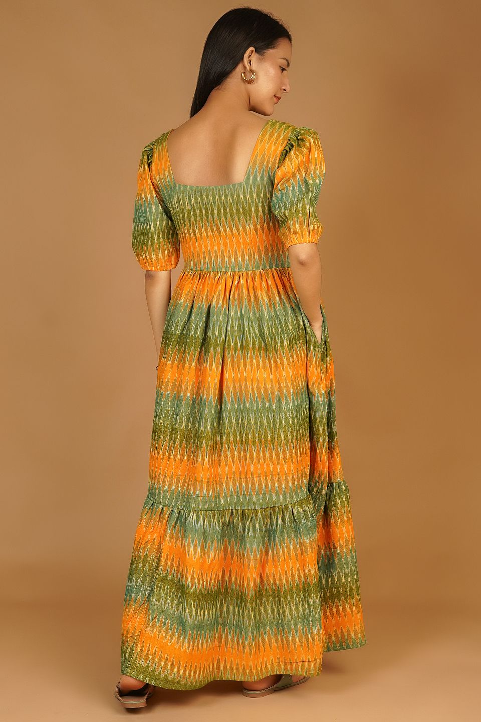 IKAT Maxi Green Dress