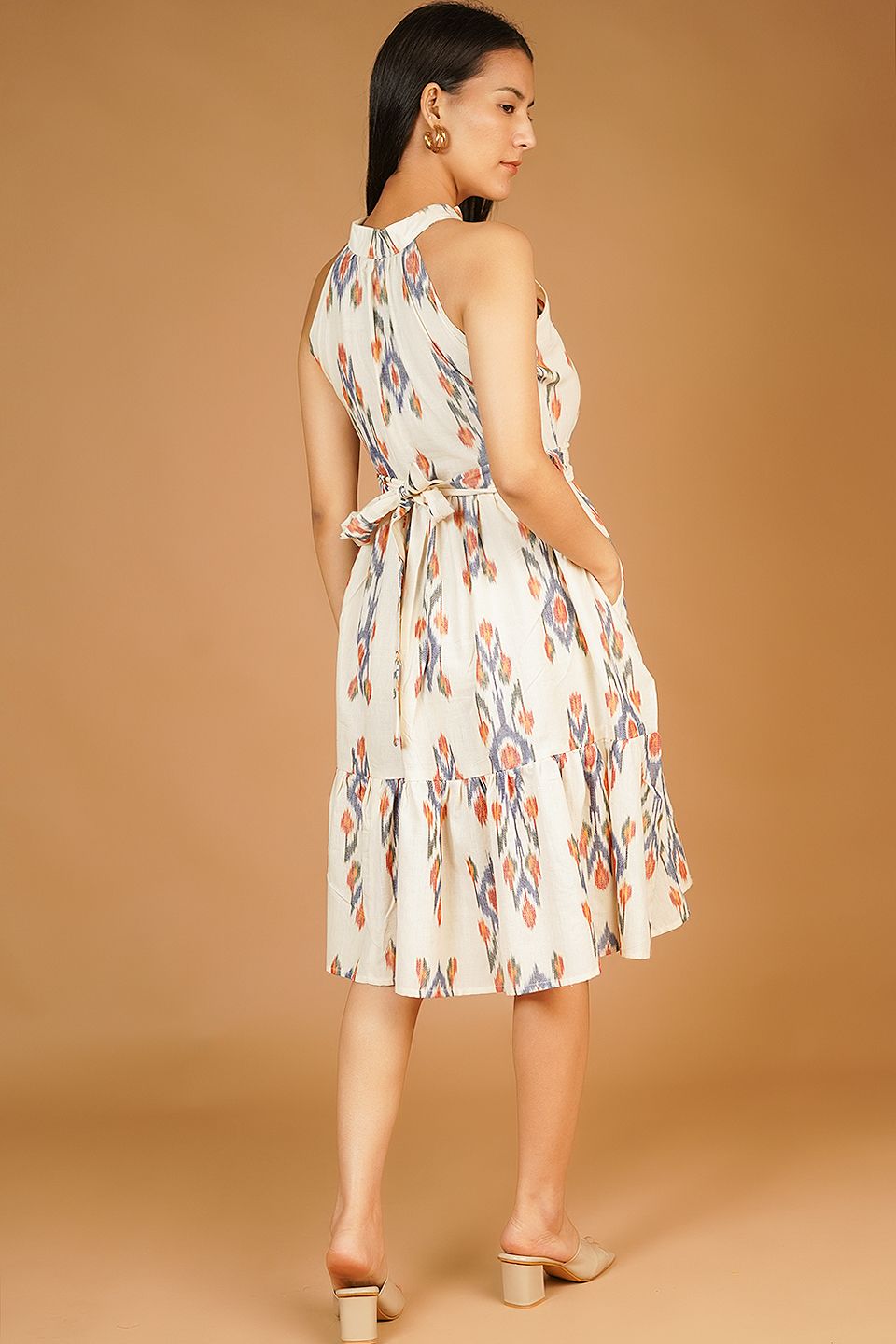 IKAT Midi White Dress