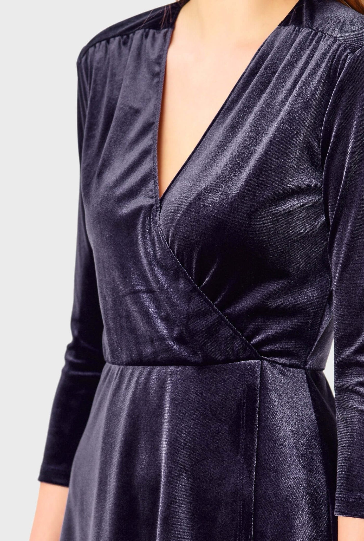 Stretch velvet faux wrap Dress