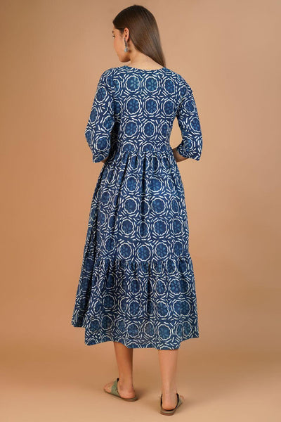 Indigo Cotton Blue Midi Dress
