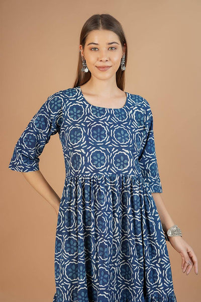 Indigo Cotton Blue Midi Dress