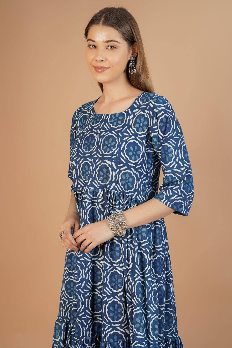 Indigo Cotton Blue Midi Dress