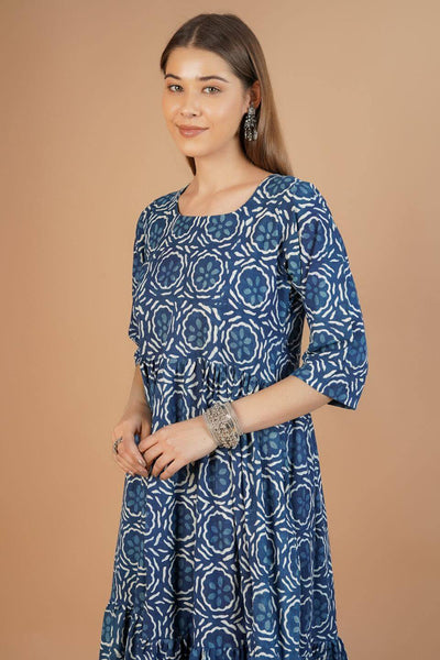 Indigo Cotton Blue Midi Dress