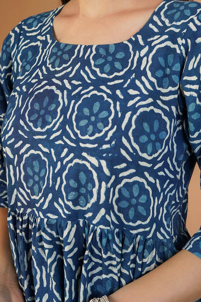 Indigo Cotton Blue Midi Dress