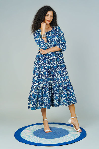 Blue Indigo Midi Dress