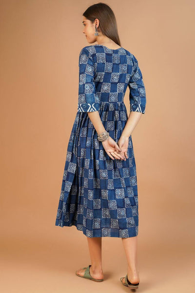 Indigo Cotton Blue Midi Dress