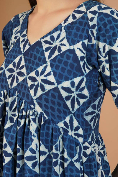 Indigo Cotton Blue Midi Dress