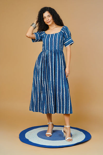Blue Indigo Midi Dress
