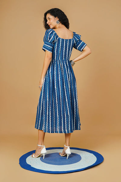 Blue Indigo Midi Dress