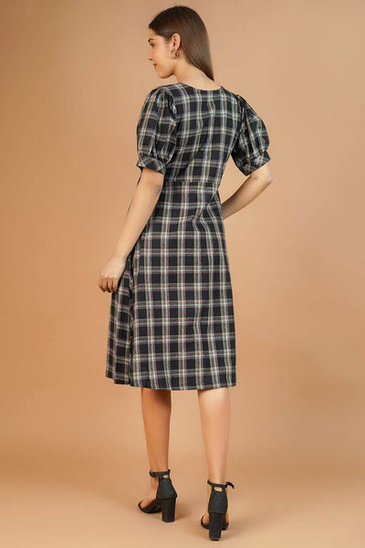 100% Cotton Black Midi Dress