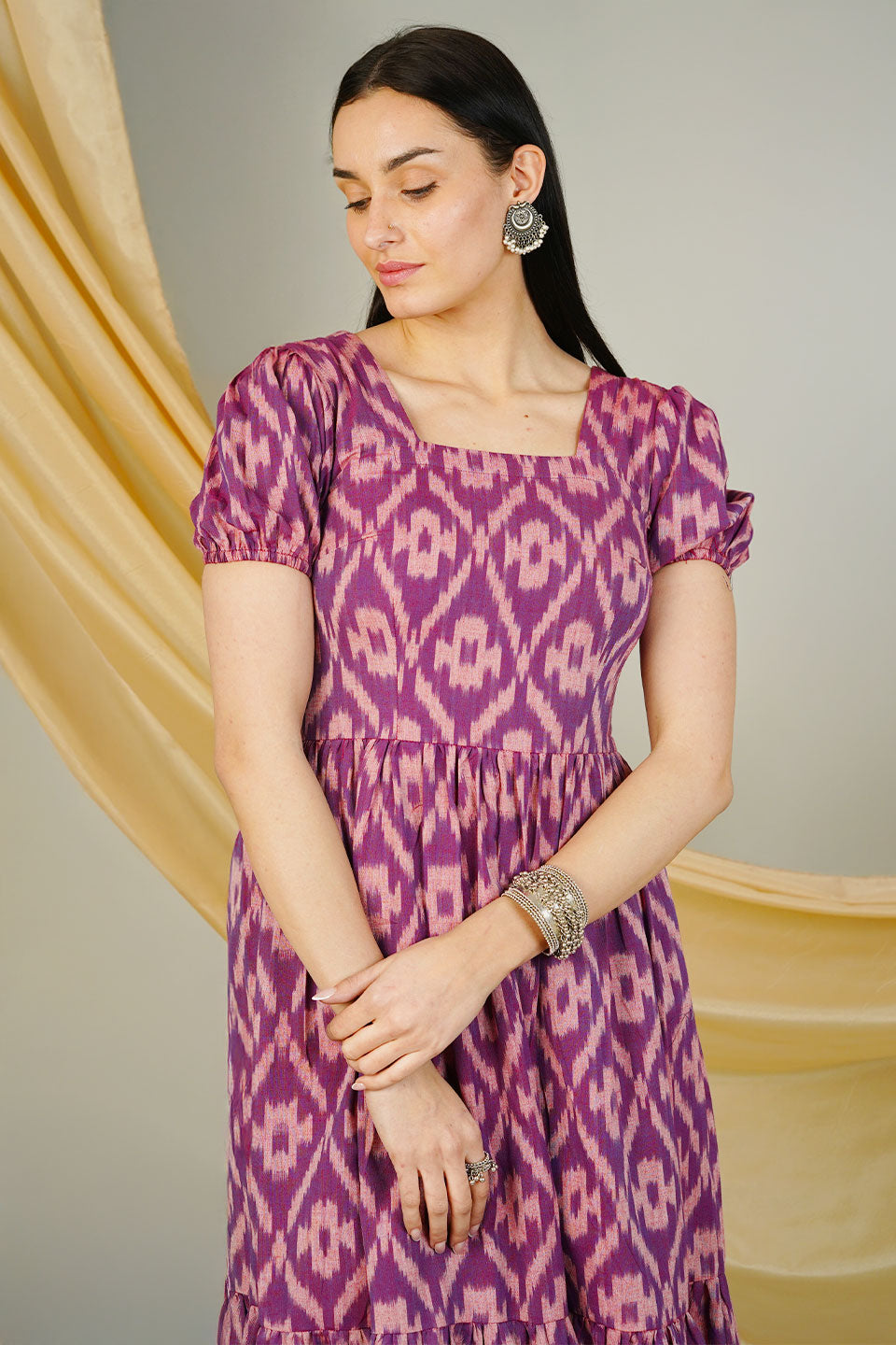 purple ikat dress Purple Ikat Midi Dress