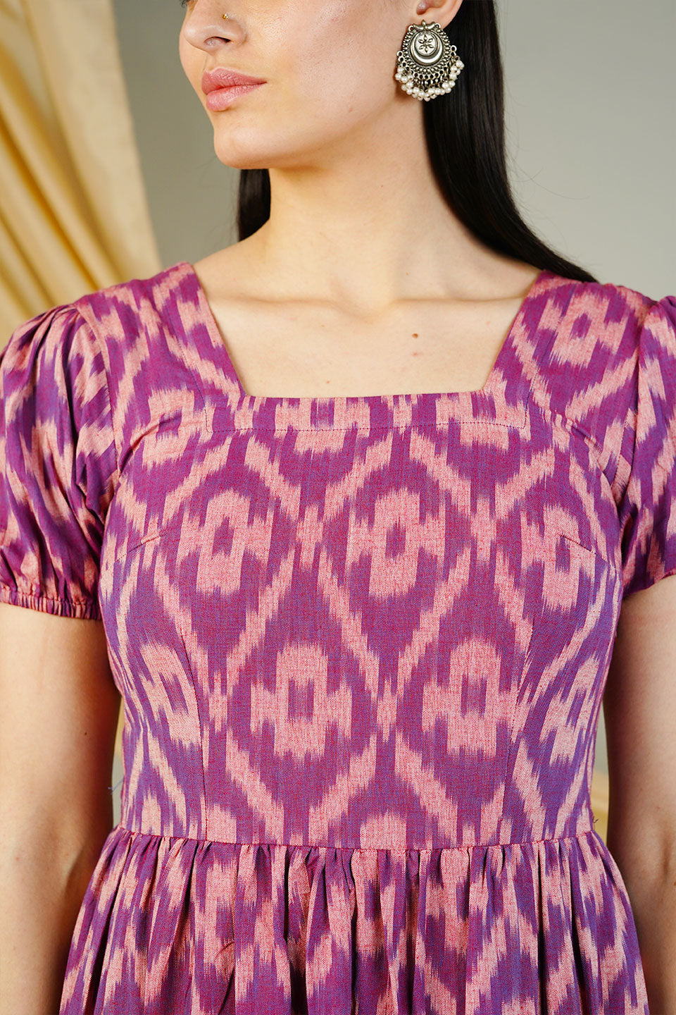 purple ikat dress Premium Ikat Maxi Kaftan Dress Purple