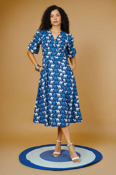 Blue Indigo Midi Dress