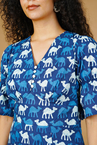 Blue Indigo Midi Dress