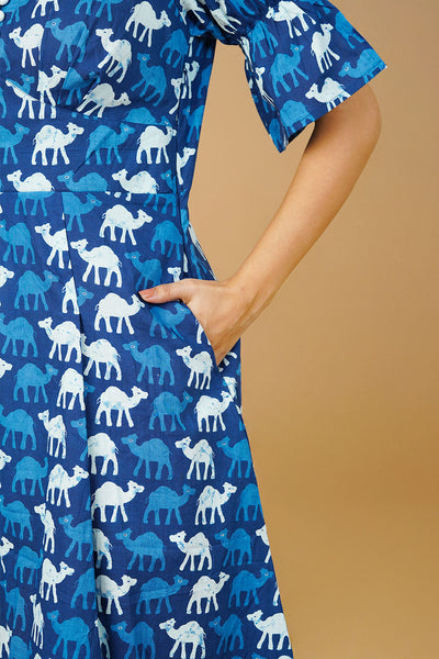 Blue Indigo Midi Dress