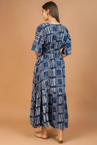 Indigo Cotton Blue Midi Dress