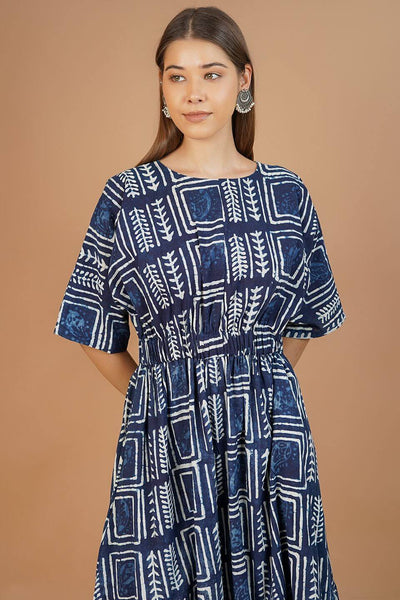 Indigo Cotton Blue Midi Dress