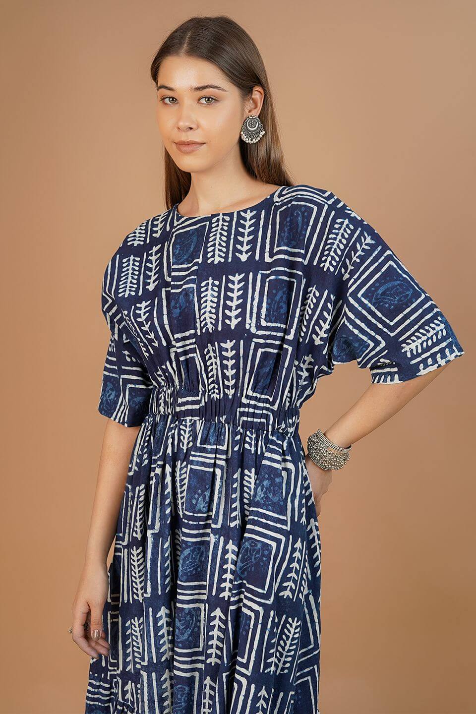 Indigo Cotton Blue Midi Dress