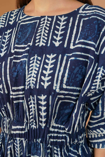 Indigo Cotton Blue Midi Dress