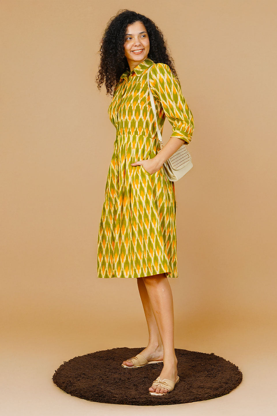 Green Ikat Midi Dress