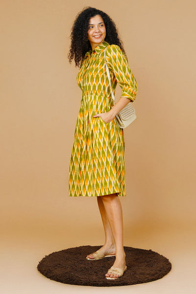 Green Ikat Midi Dress