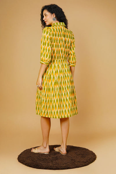 Green Ikat Midi Dress