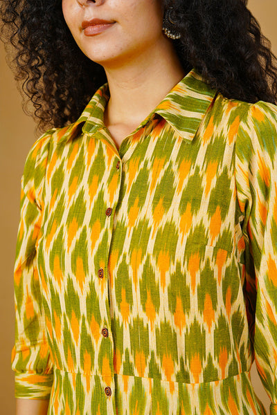 Green Ikat Midi Dress