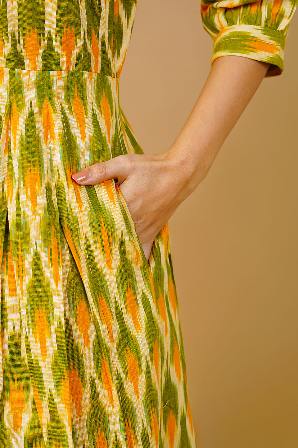 Green Ikat Midi Dress