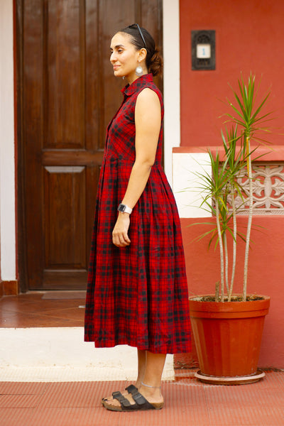 Premium Cotton Red Midi Dress