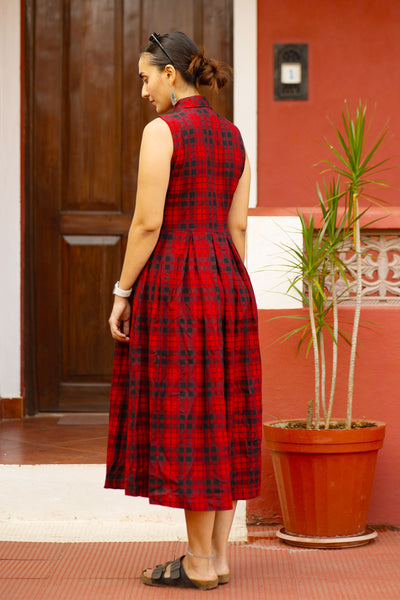 Premium Cotton Red Midi Dress