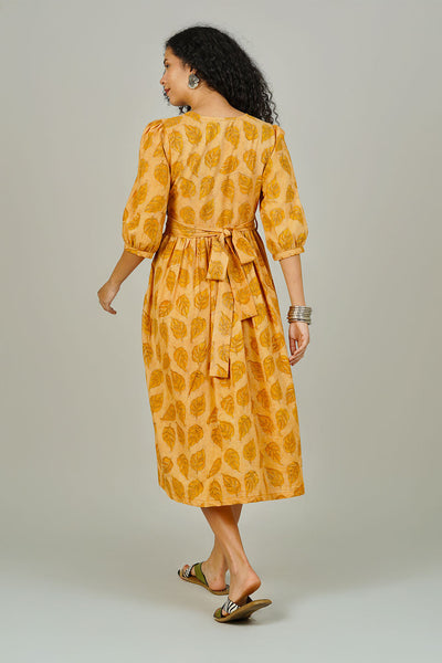 Yellow Bagru Cotton Dress