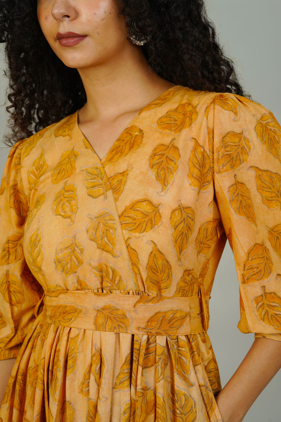 Yellow Bagru Cotton Dress