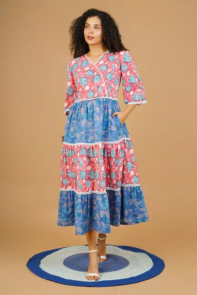 Pink Bagru Cotton Dress