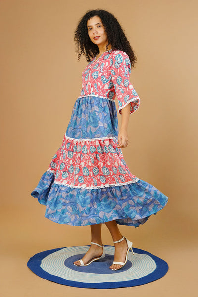 Pink Bagru Cotton Dress