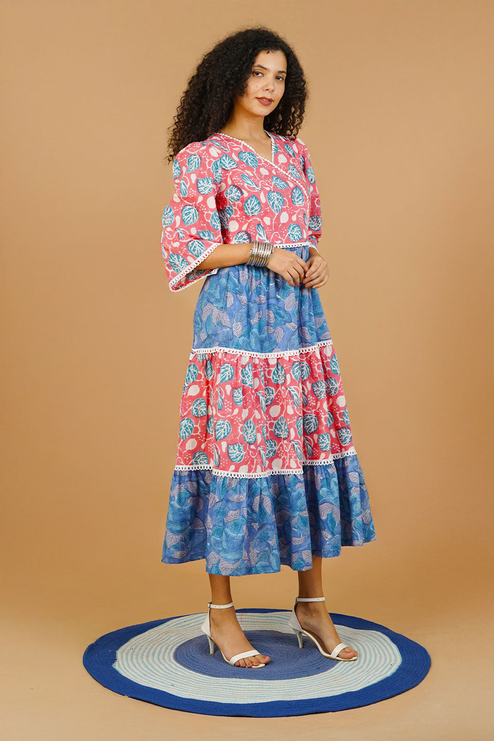 Pink Bagru Cotton Dress