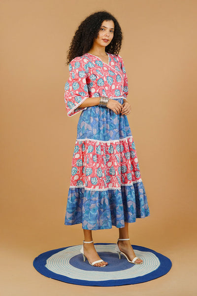 Pink Bagru Cotton Dress