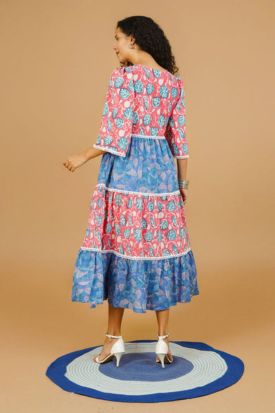 Pink Bagru Cotton Dress