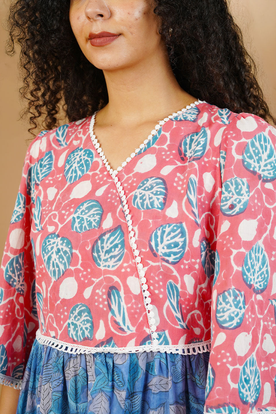 Pink Bagru Cotton Dress