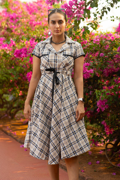 Premium Cotton Beige Midi Dress