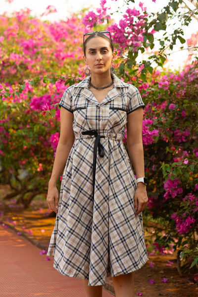 Premium Cotton Beige Midi Dress