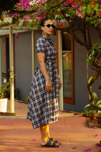 Premium Cotton Grey Midi Dress